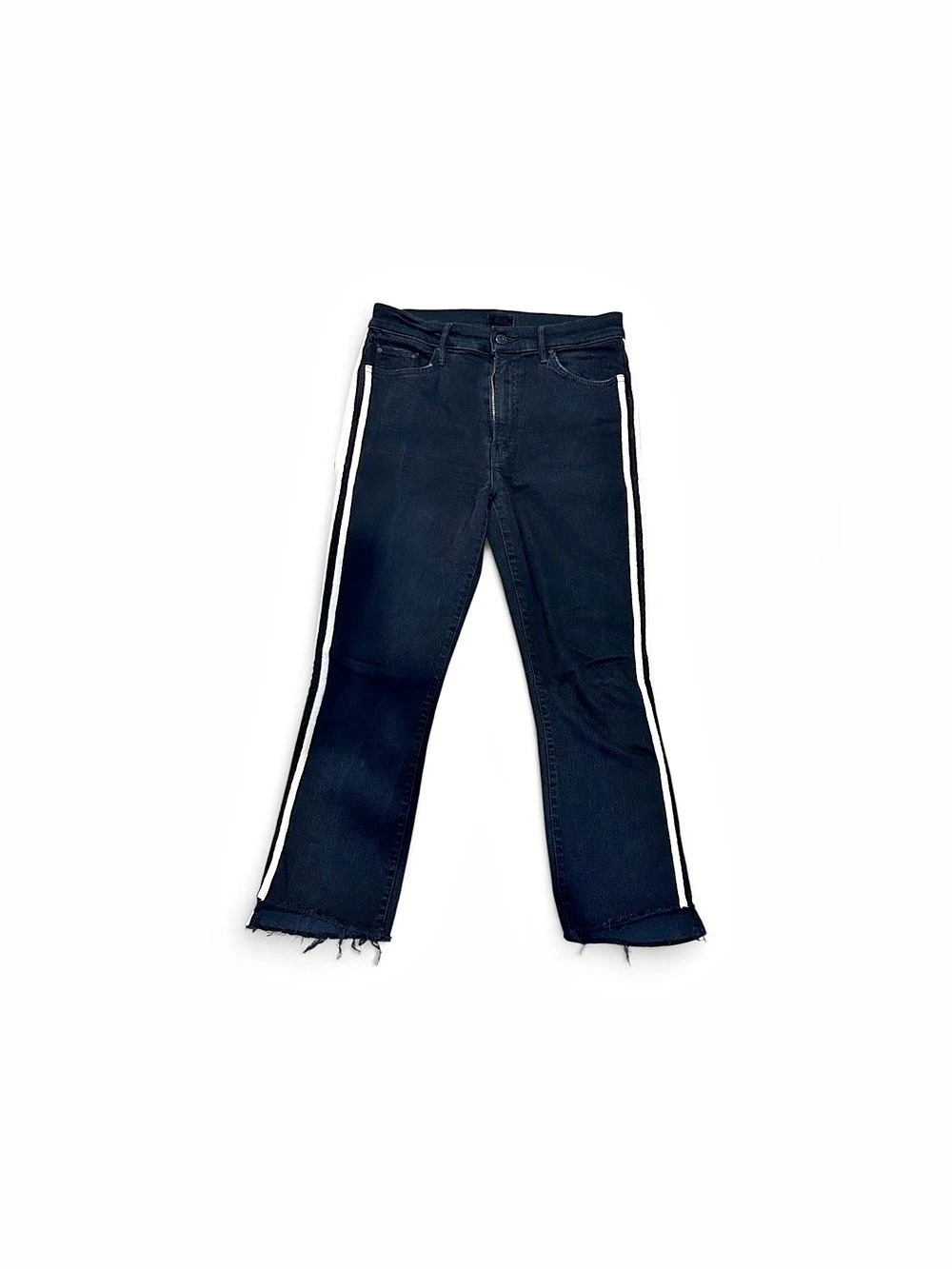 MOTHER The Tux Sidestepper Sneak Fray Jeans Black Waist 30